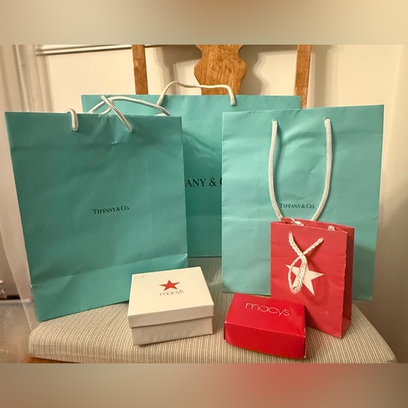 Tiffany & Co. Handbags - Imperfect Lot: 3 Tiffany & Co. Blue Shopping Bags & 2 Macy's jewelry Boxes & bag